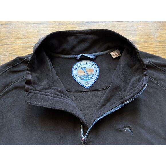 Tommy Bahama Paradise Tech Brown Velour 1/4 Zip Pullover sz XLarge - Picture 6 of 10